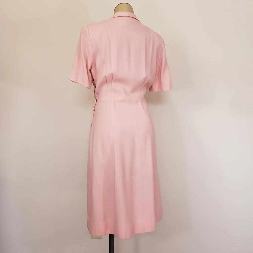 VTG 50s Pink Short Sleeve Mendel Dress - Picture 6 of 13